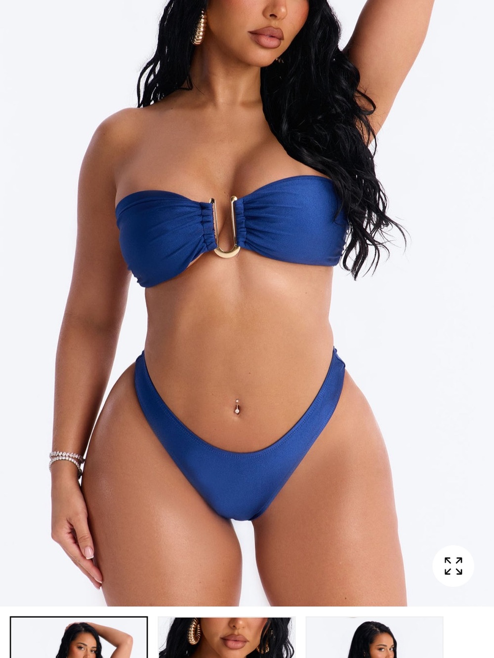 Fashion Nova Royal Blue Strapless Bikini with Gold Ring